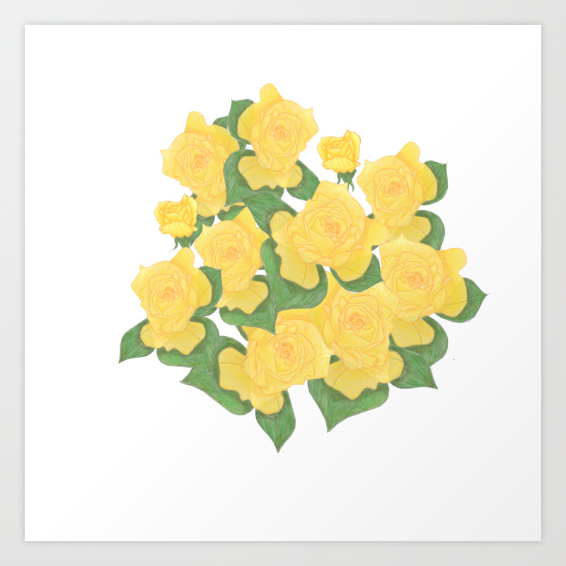Yellow Rose Bouquet Digital Drawing Art Print By Delislesrustedtreasure Society6 Over 156,830 bouquet pictures to choose from, with no signup needed. society6