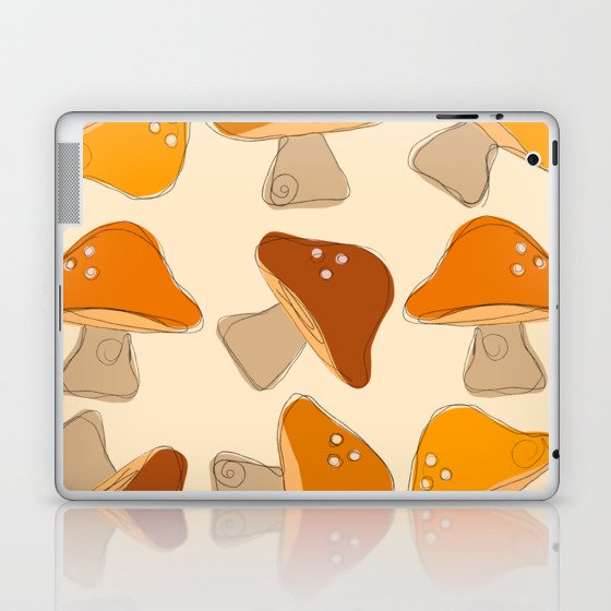 Mushroom Retro Orange Design  Laptop & iPad Skin