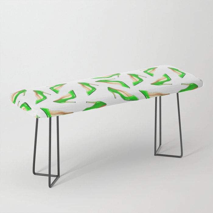 Green High Heel Shoes Bench