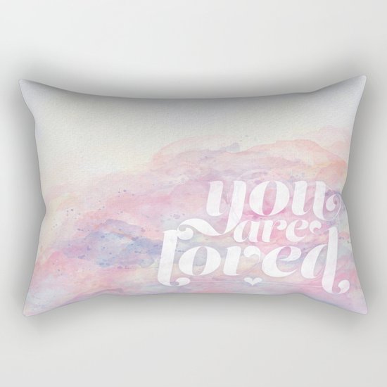 You Are Loved Pastel Watercolors Rectangular Pillow