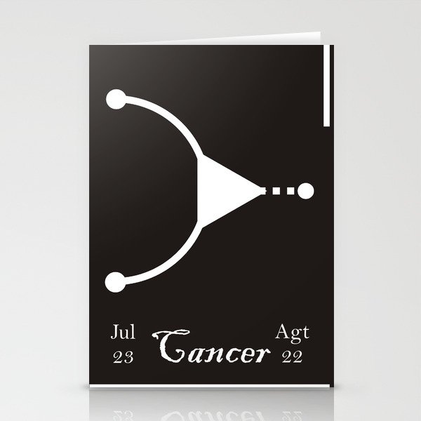 Cancer - Zodiac outliner in black background Stationery Cards