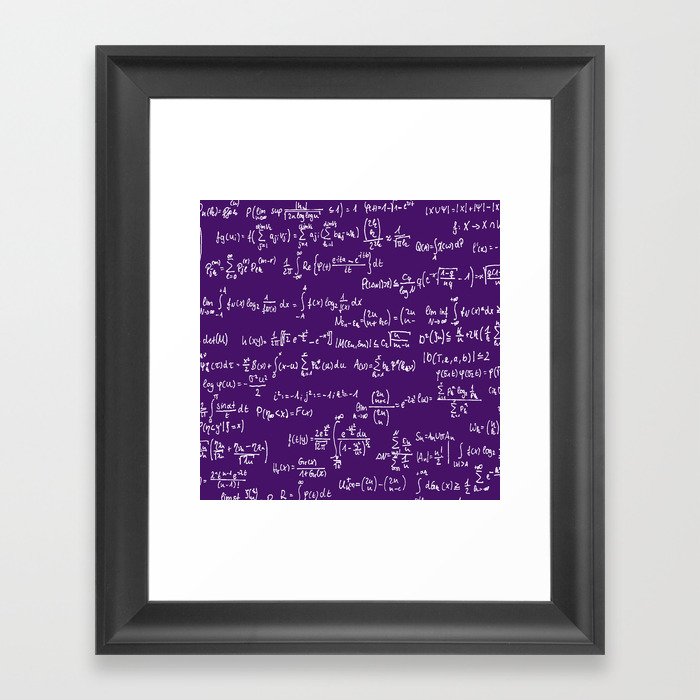 Math Equations // Purple Framed Art Print