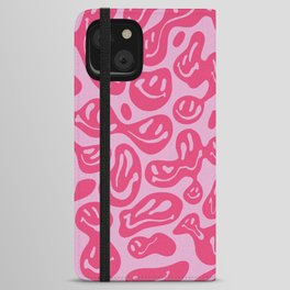 Hot Pink Dripping Smiley iPhone Wallet Case