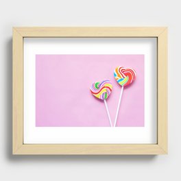 Pink Heart Lollipops Recessed Framed Print