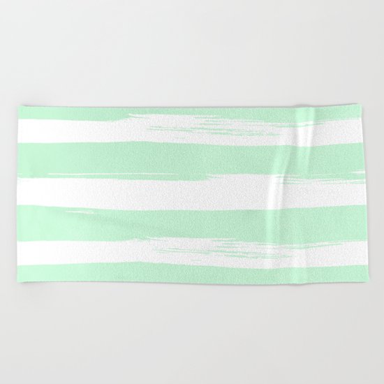 Stripes Mint Green and White Beach Towel