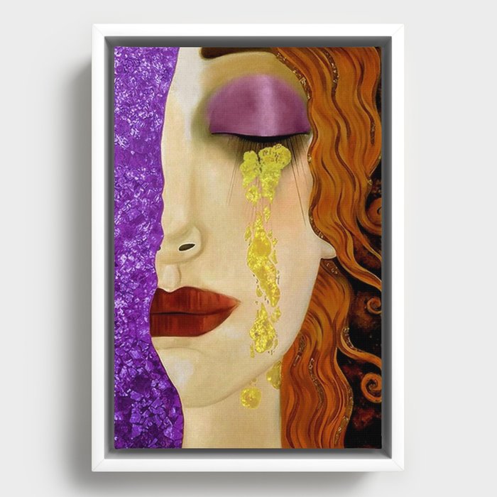 Amethyst Sapphire Golden Tears Freya's Heartache alternate purple female portrait painting by Gustav Klimt Art Print Framed Canvas