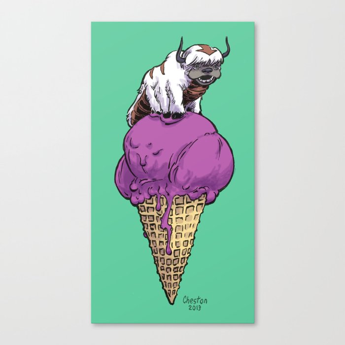 Appa on a Black Raspberry Ice Cream Cone, Of Course Canvas Print