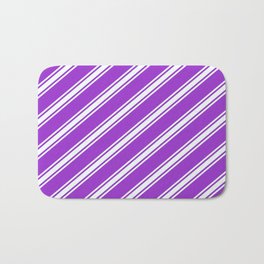 [ Thumbnail: Dark Orchid & Mint Cream Colored Pattern of Stripes Bath Mat ]