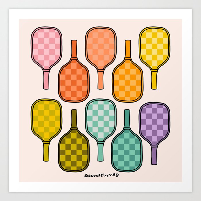 Rainbow Pickleball Paddles Art Print