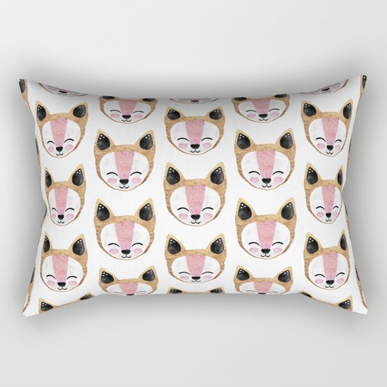 Arctic Fox Pattern Rectangular Pillow