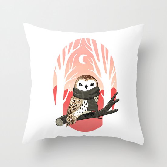 Winter Owl Throw Pillow