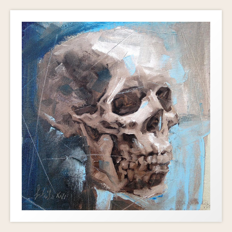 Skull Oil Painting Blue Art Print By Fiabiolart Society6