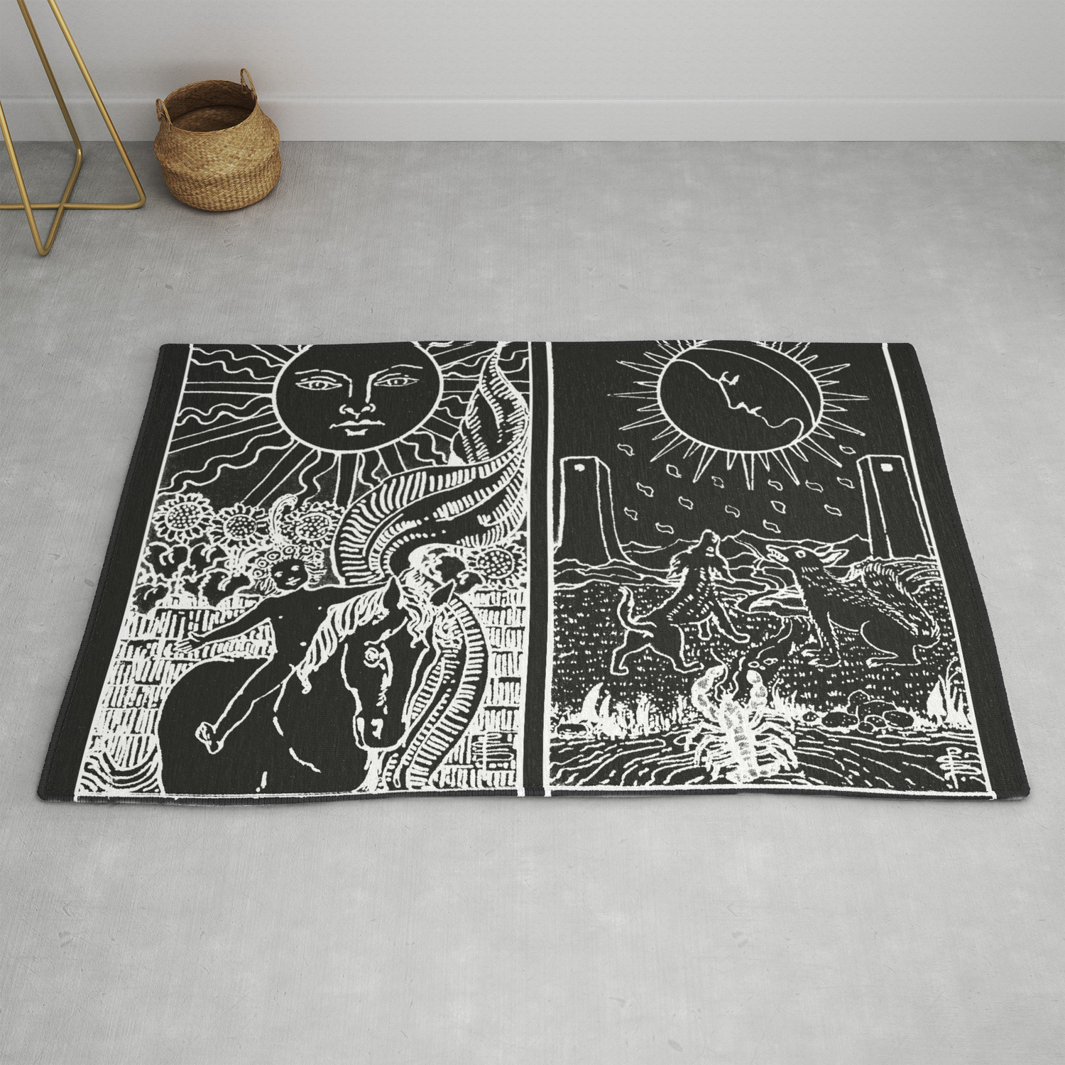 The Sun And Moon Tarot Cards Obsidian Pearl Rug By Danieljohndesign Society6