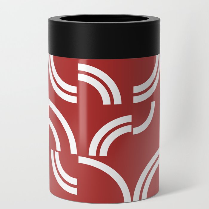 White curves on red background Can Cooler