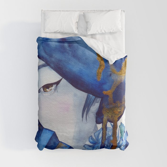 blue geisha Duvet Cover