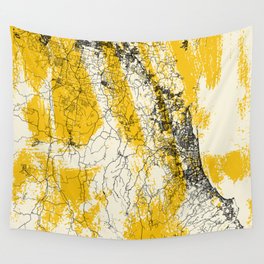 Gold Coast, Australia - Illustrated Map Poster. Aesthetic  Wall Tapestry