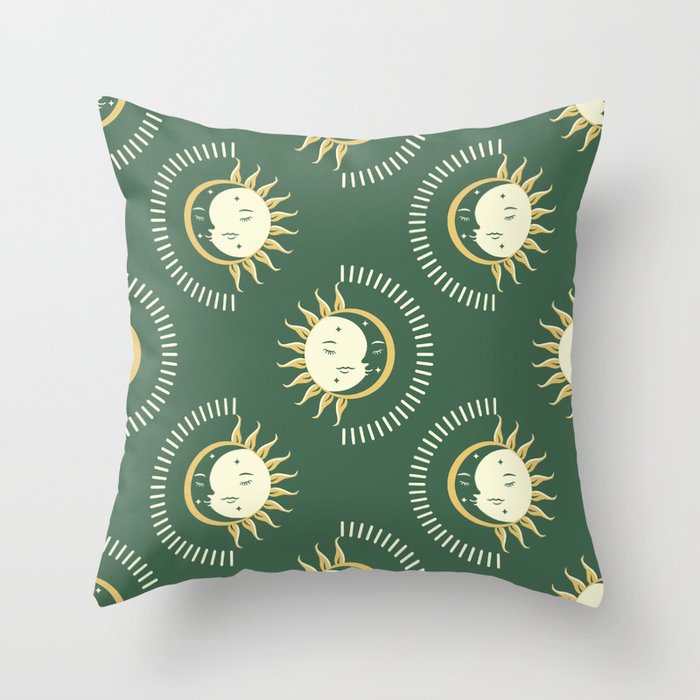 Sun Moon Pattern - Traffic Grey Throw Pillow