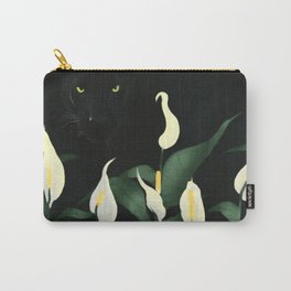 Spring Panther-Lily Carry-All Pouch | Curated, Digital, Cat, Lillies, Greenery, Panther, May, Bigcat, Blackpanther, Peacelily 