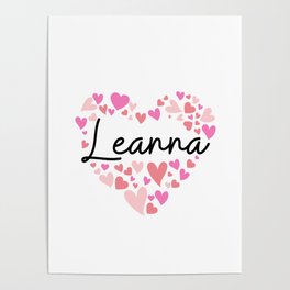 Leanna, red and pink hearts Poster