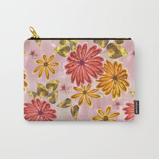 Pink, orange flowers. Carry-All Pouch