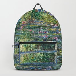 Claude Monet - Water Lily pond, Green Harmony Backpack | Lily, Japanese, Painting, Artwork, Monet, Famous, Bridge, Waterlily, Lilies, Classic 
