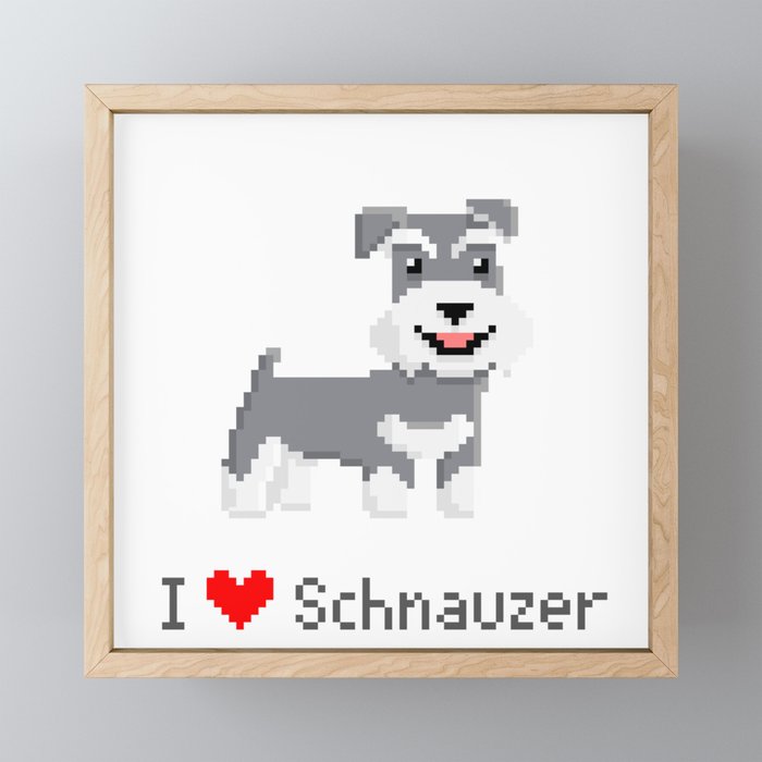 Pixel art Schnauzer Framed Mini Art Print