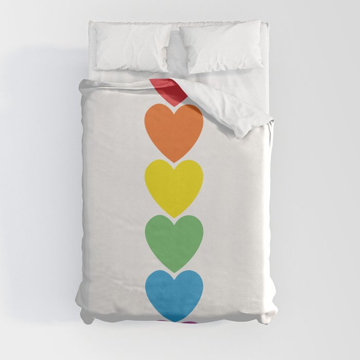 Stack of Rainbow Hearts Duvet Cover