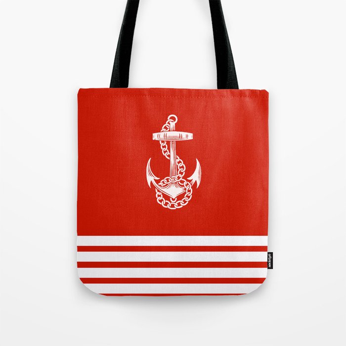 Nautical Stripe Red Tote Bag