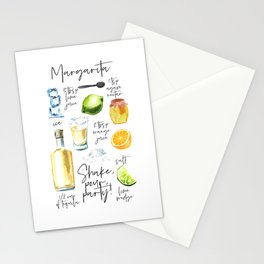 Margarita Recipe Watercolor Illustration Stationery Card