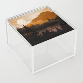 Golden Glimmer Mountain Lake Acrylic Box