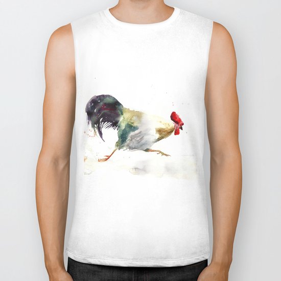 Symbol of 2017 Year, watercolor rooster, cock, cockerel Biker Tank