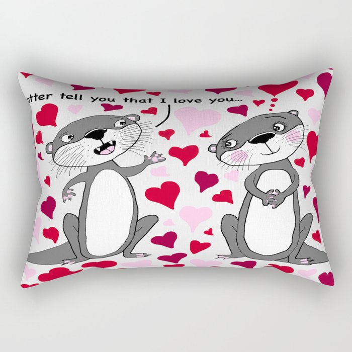 otter love for Valentine's Day Rectangular Pillow