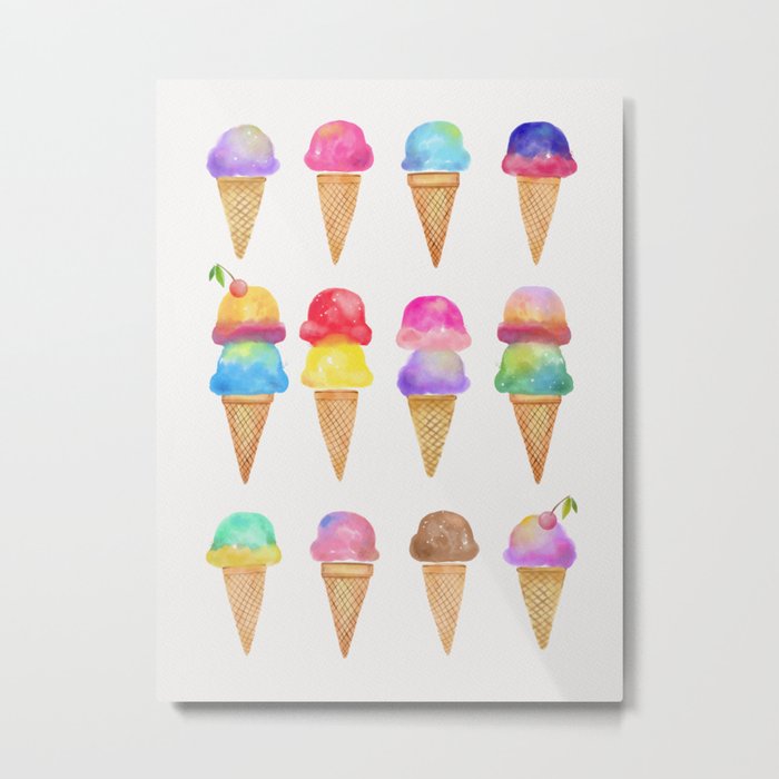 Summer Ice Cream Cones Metal Print