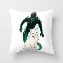 Mogget (green) Throw Pillow
