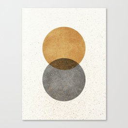 Circle Abstract - Gold Grey Texture Canvas Print