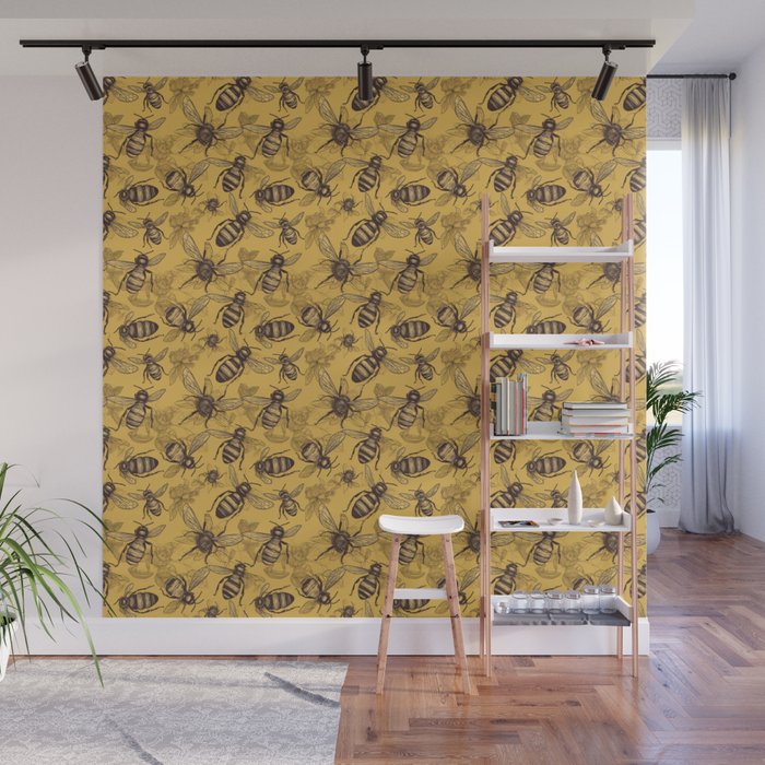 Bees Pattern Wall Mural
