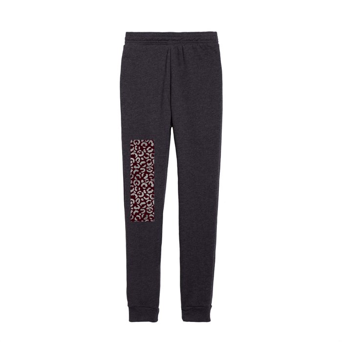 Burgundy Glam Leopard Print 01 Kids Joggers