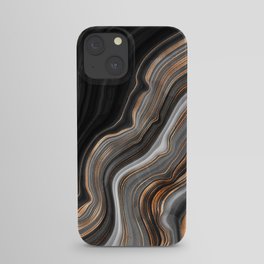 Elegant black marble with gold and copper veins iPhone Case