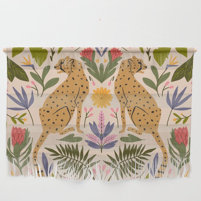 Modern colorful folk style cheetah print  Wall Hanging