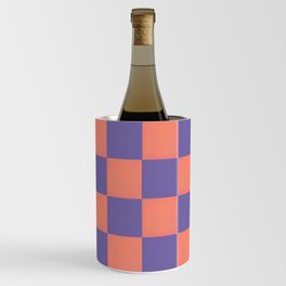 Very Peri Pantone Pairings - Vintage Tangerine Checkered Pattern Wine Chiller
