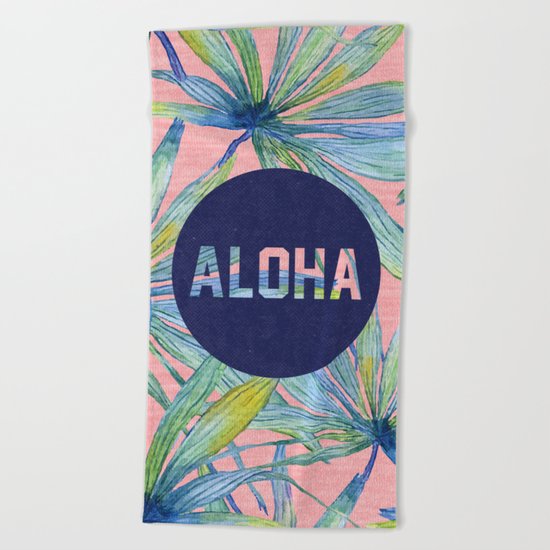 Aloha - pink version Beach Towel