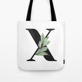 Letter X Initial Floral Monogram Black And White Poster Tote Bag