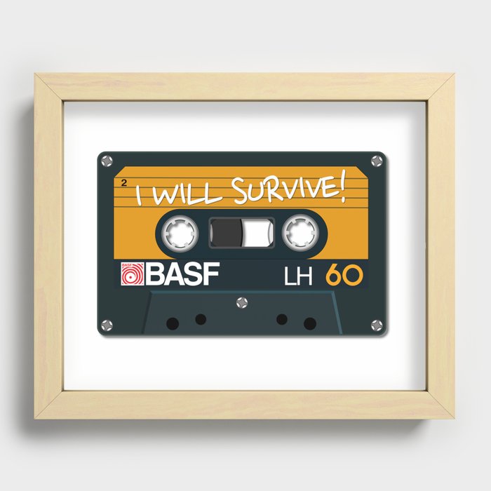 Vintage Audio Tape - BASF - I Will Survive! Recessed Framed Print