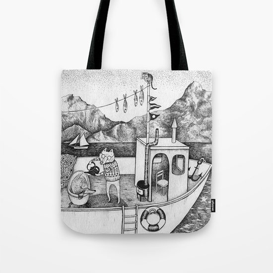 Fox on Fishing-boat Tote Bag