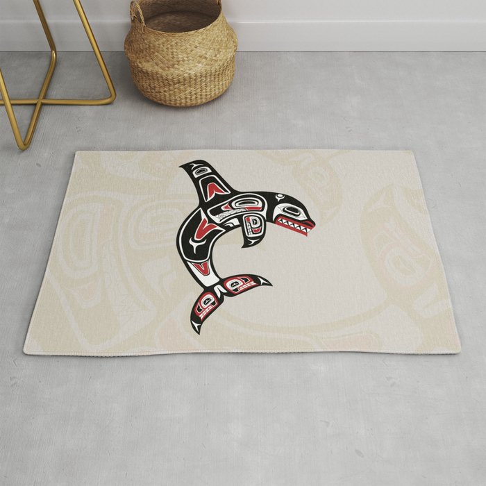 Pacific Northwest Native Orca Killer Whale Rug