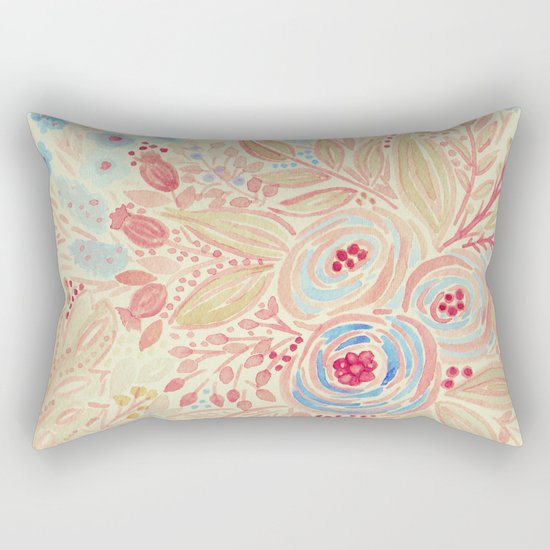 Watercolor .Flower meadow . Rectangular Pillow