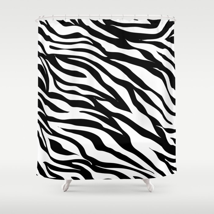 modern safari animal print black and white zebra stripes Shower Curtain