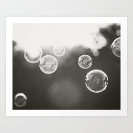 Bubble Photography, Black and White Bathroom Art, Laundry Room Photo Art Print