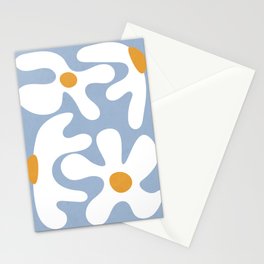 Abstract Flowers White Blue Stationery Card