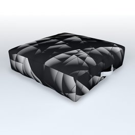 Toned pattern of chaotic black and white glass fragments, irregular cubic figures and ice floes. Outdoor Floor Cushion